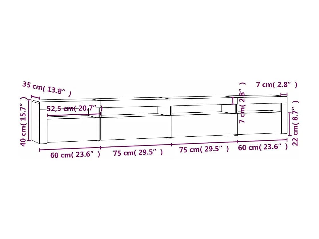 TV-Schrank mit LED-Leuchten Betongrau 270x35x40 cm