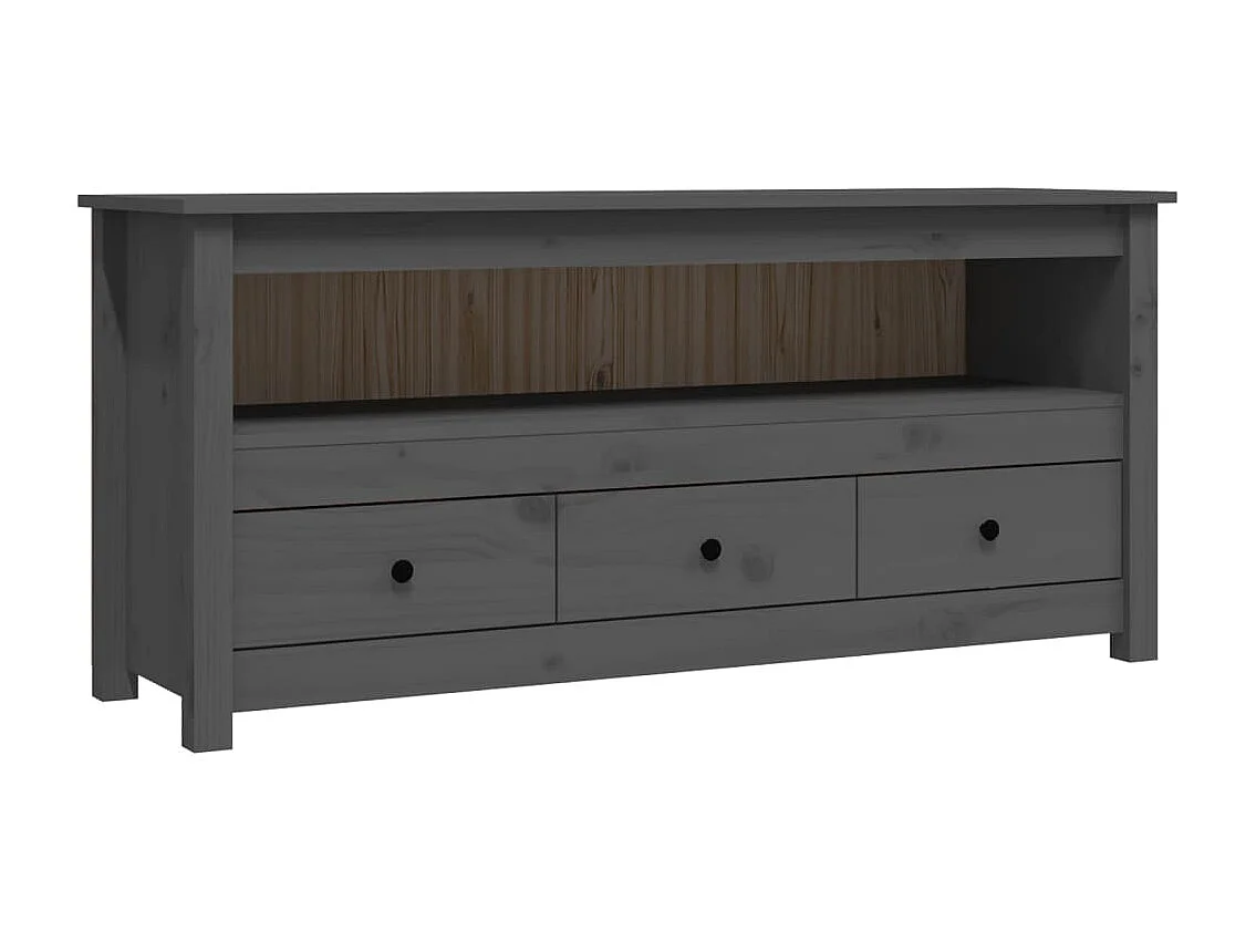 Meuble TV Gris 114x35x52 cm Bois de pin massif