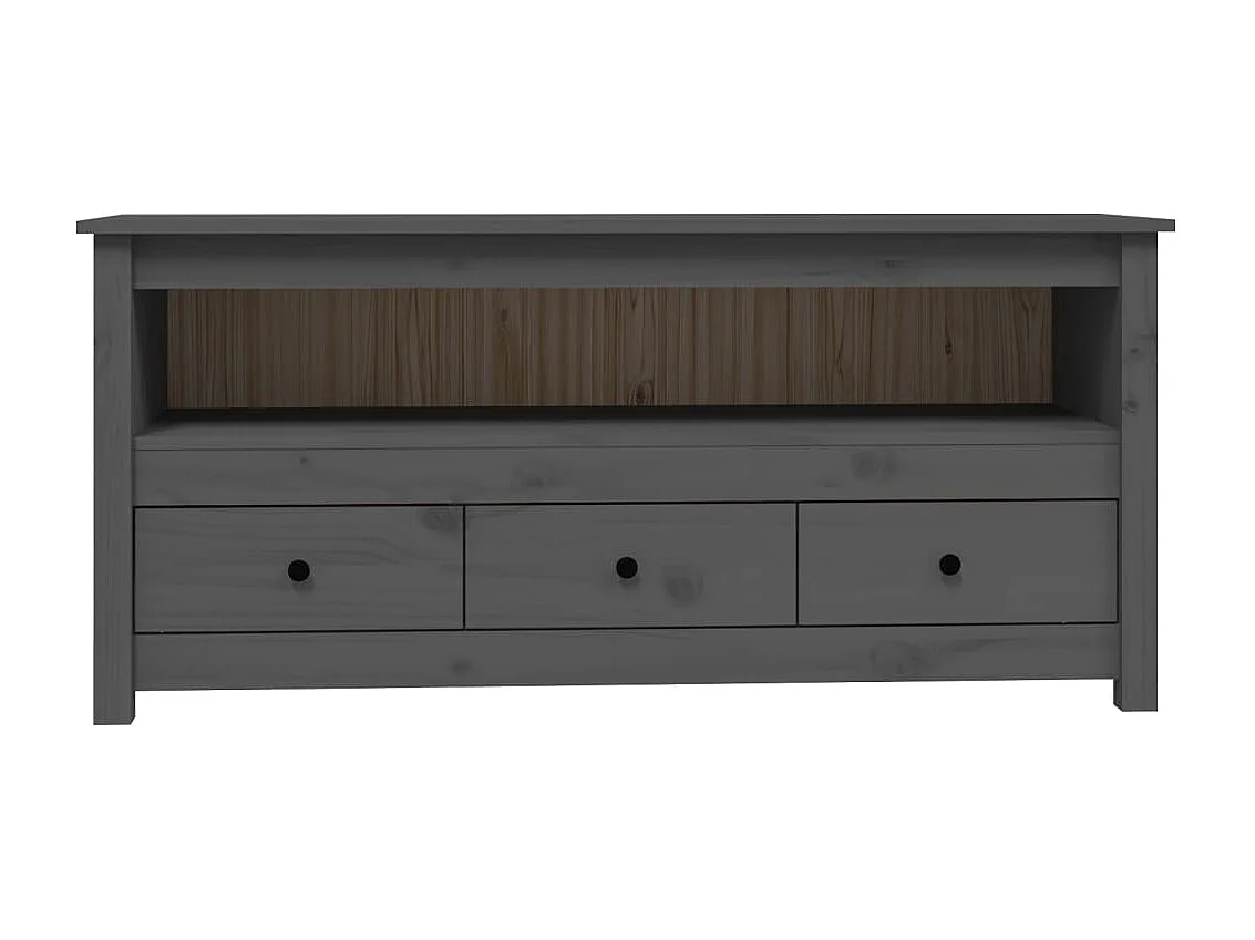 Meuble TV Gris 114x35x52 cm Bois de pin massif