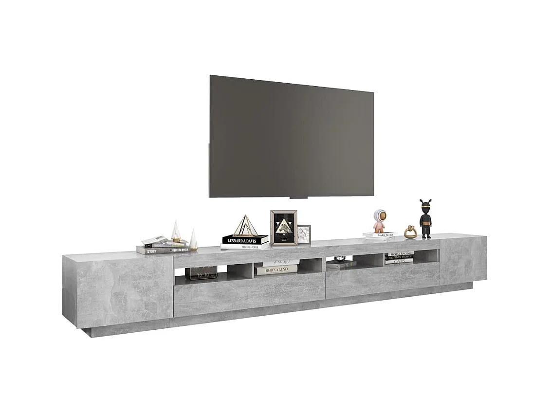 Mueble para TV con luces LED gris hormigón 300x35x40 cm