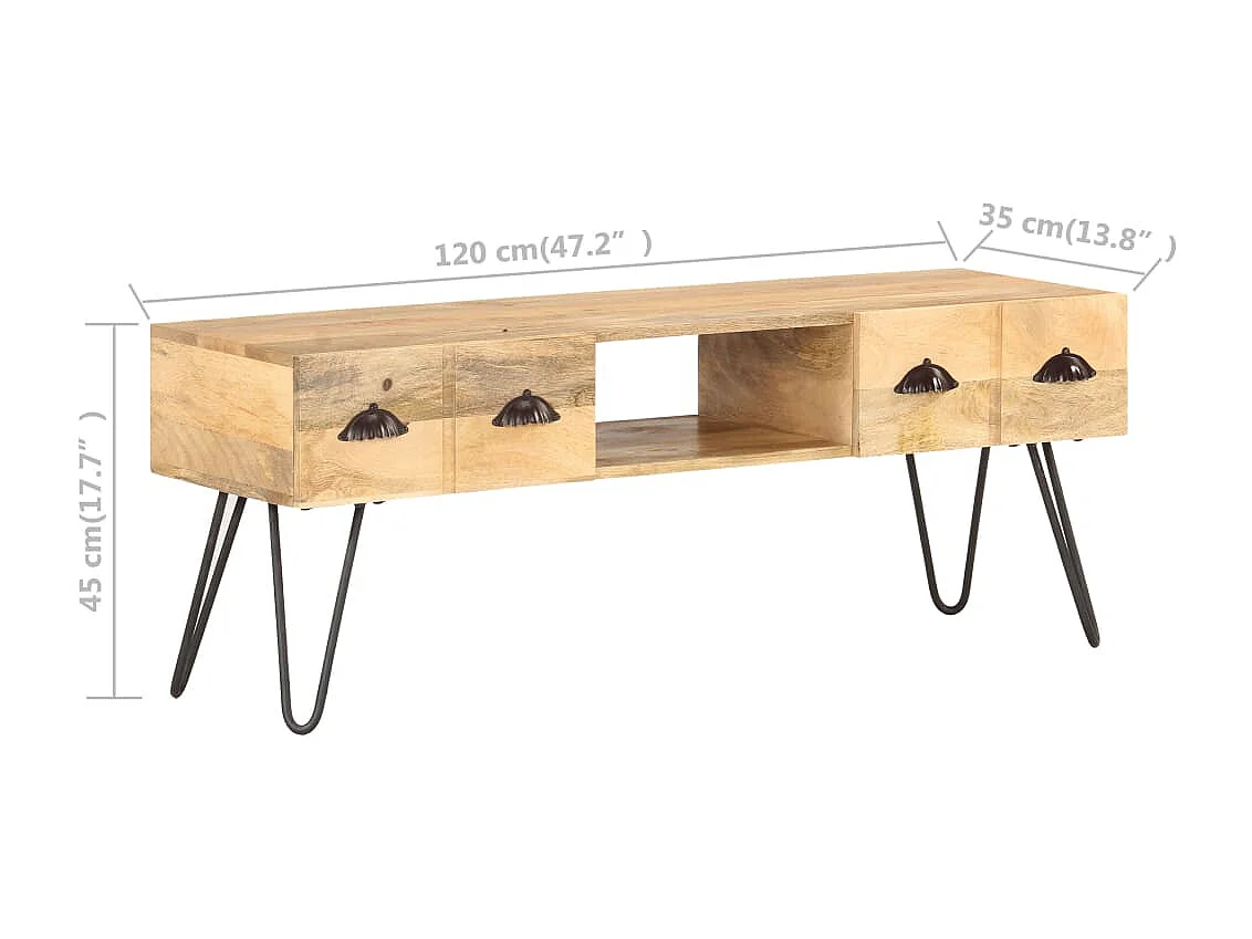 Móvel de TV 120x35x45 cm madeira de mangueira maciça