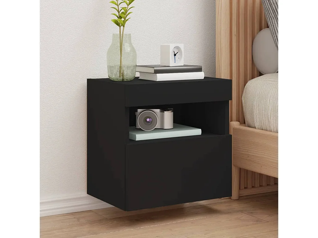 Tv-wandmeubel met LED-verlichting 40x30x40 cm zwart