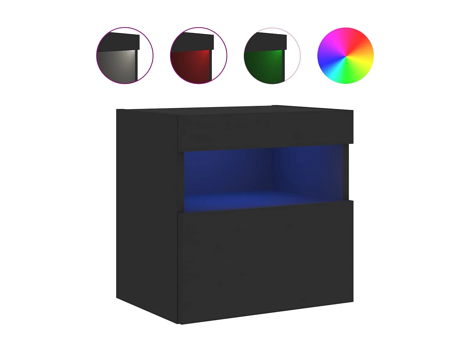 Tv-wandmeubel met LED-verlichting 40x30x40 cm zwart