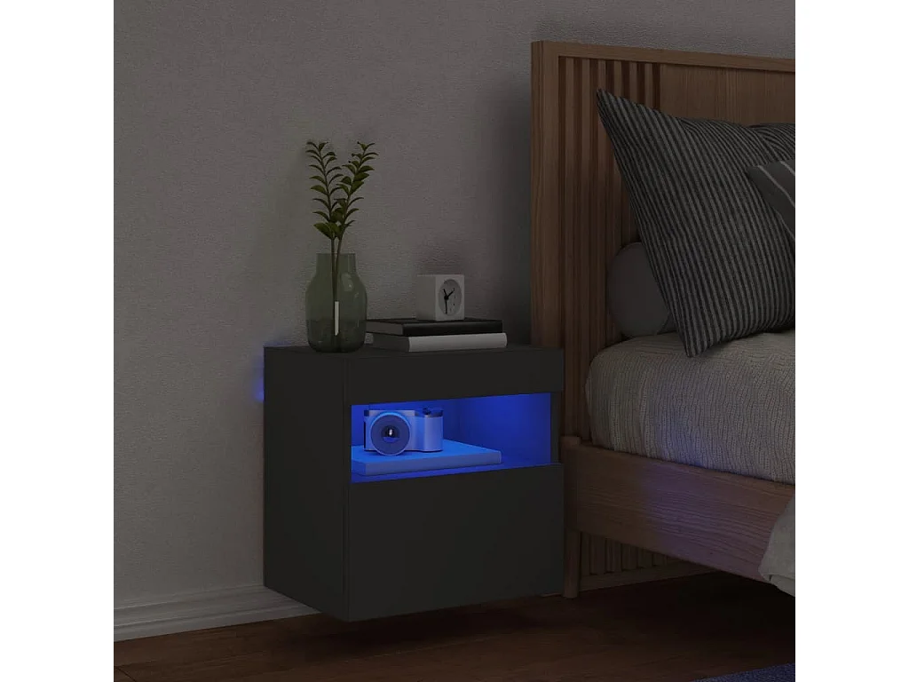 Tv-wandmeubel met LED-verlichting 40x30x40 cm zwart