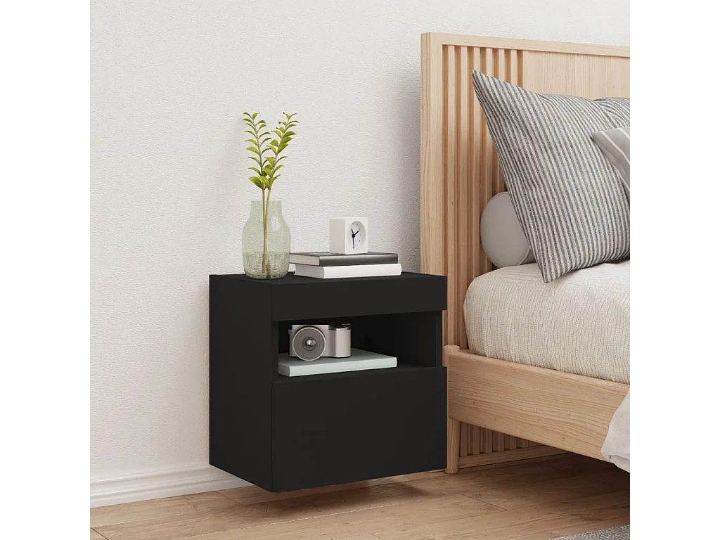 Tv-wandmeubel met LED-verlichting 40x30x40 cm zwart