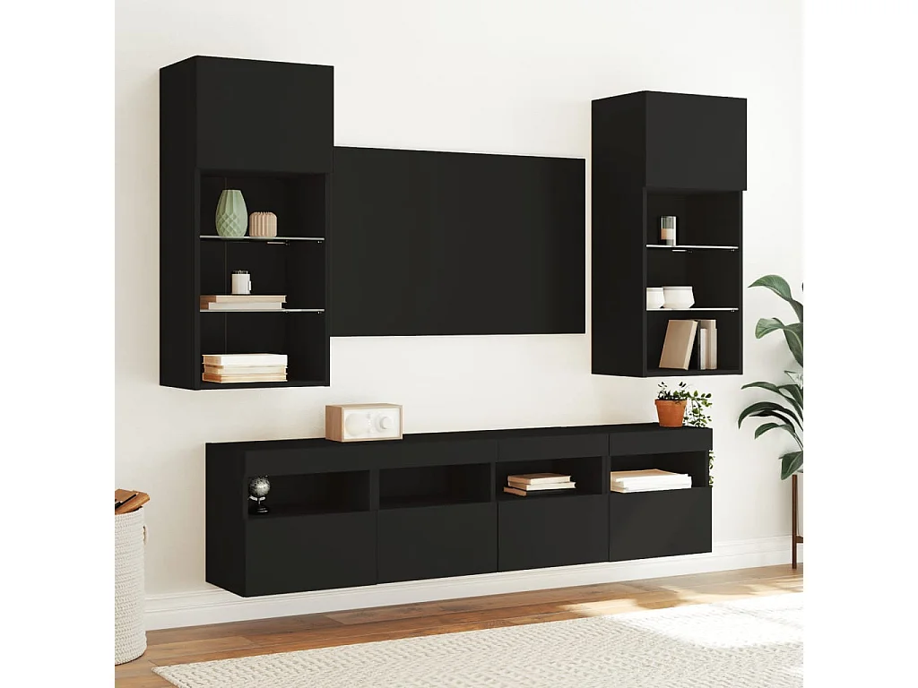 Tv-wandmeubel met LED-verlichting 40x30x40 cm zwart