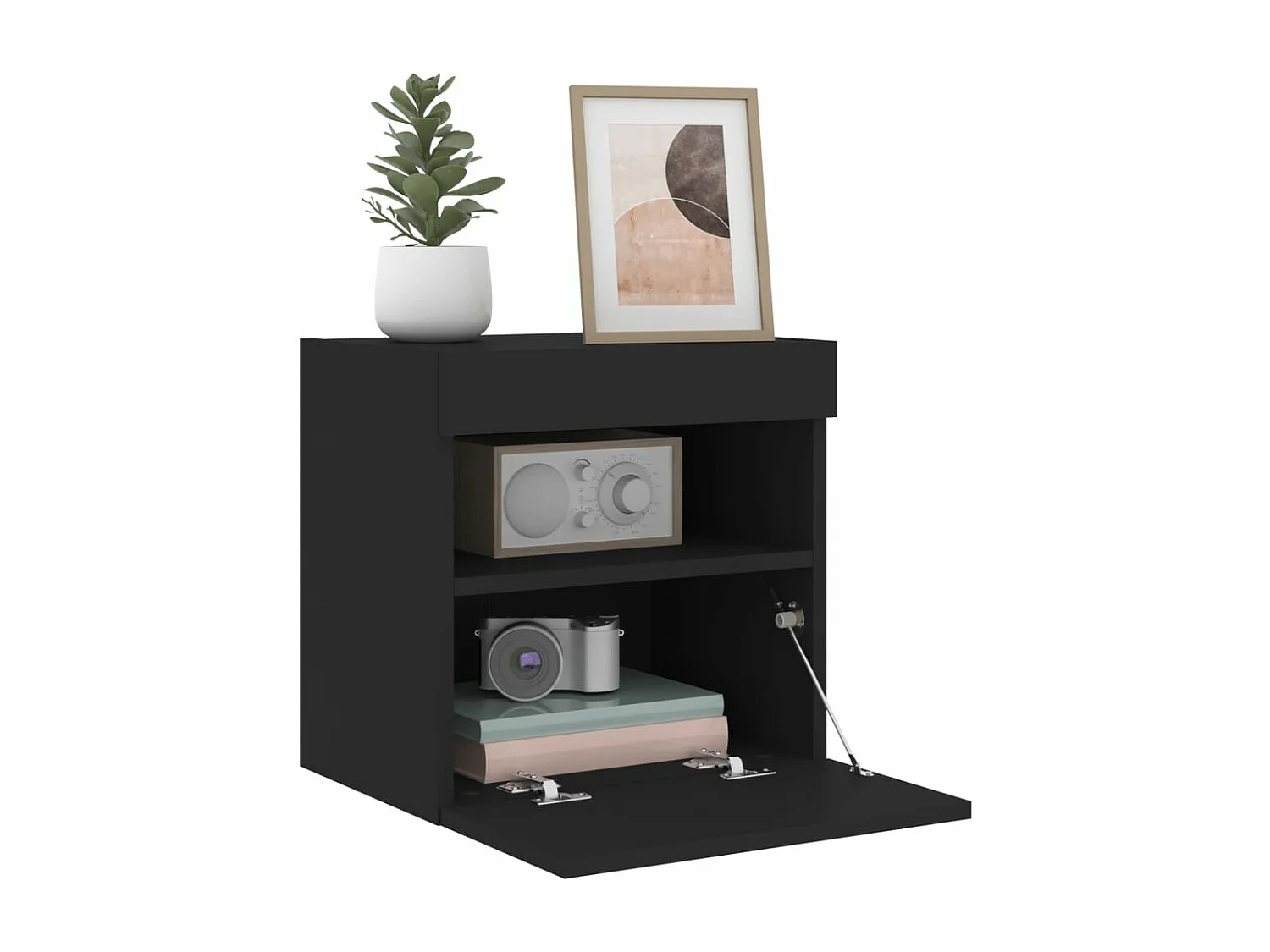 Tv-wandmeubel met LED-verlichting 40x30x40 cm zwart