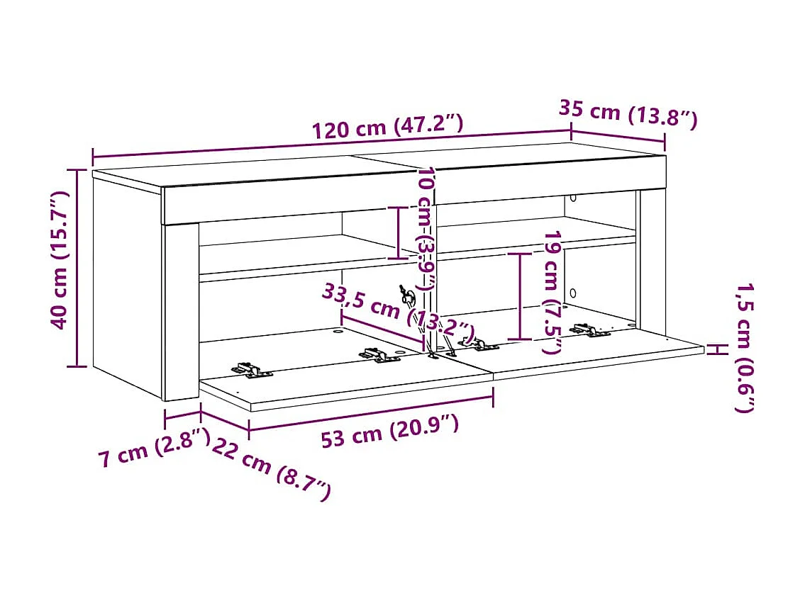 TV-Schrank mit LED-Leuchten Weiß 120x35x40 cm