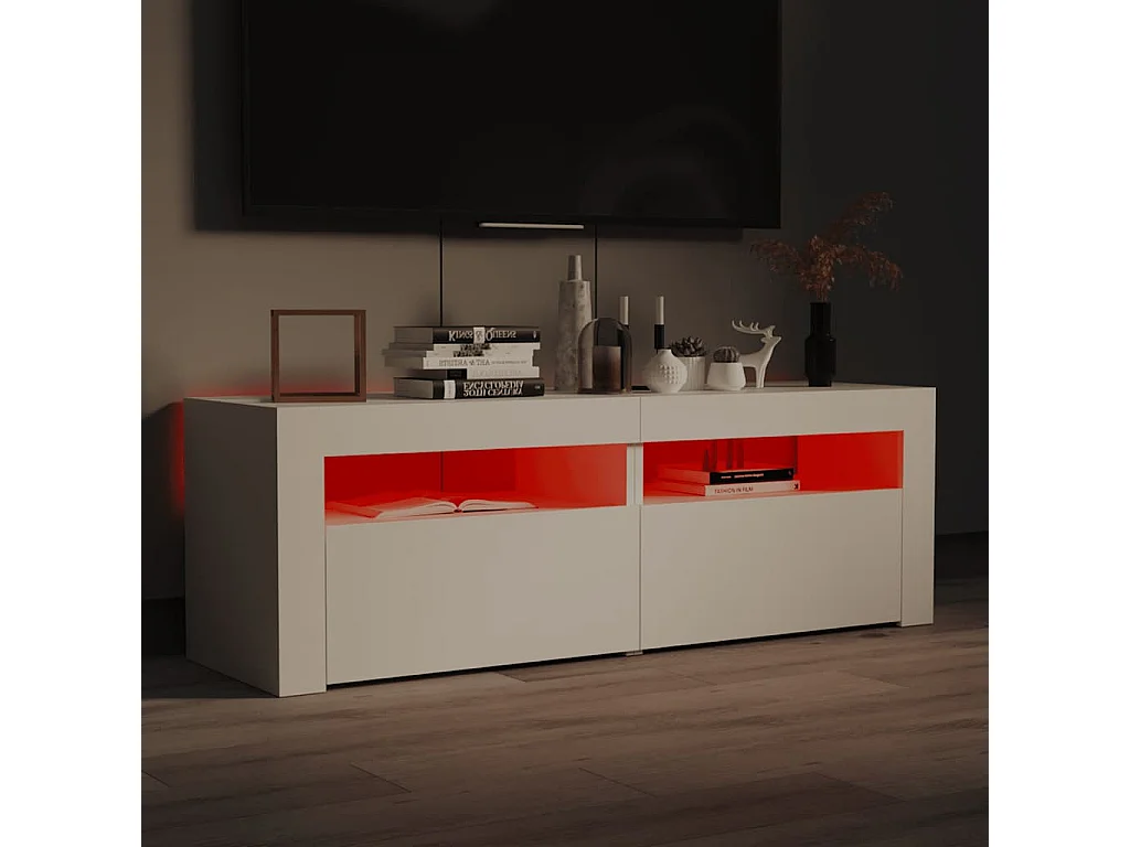 TV-Schrank mit LED-Leuchten Weiß 120x35x40 cm