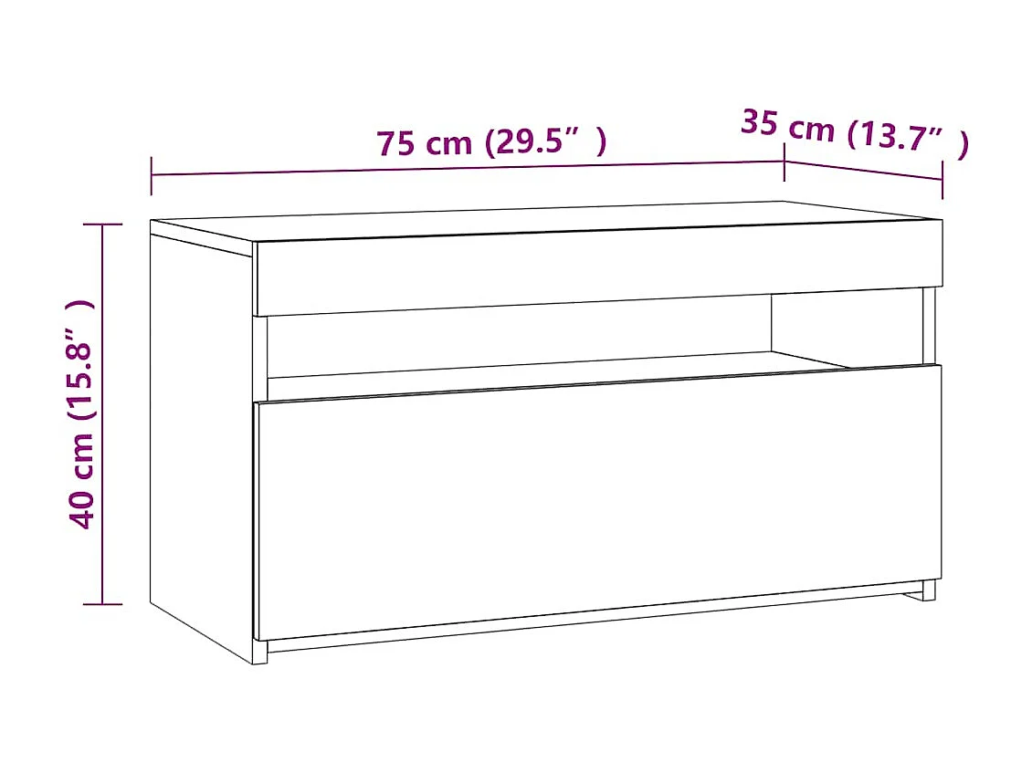 Tv-meubel met LED-verlichting 75x35x40 cm zwart