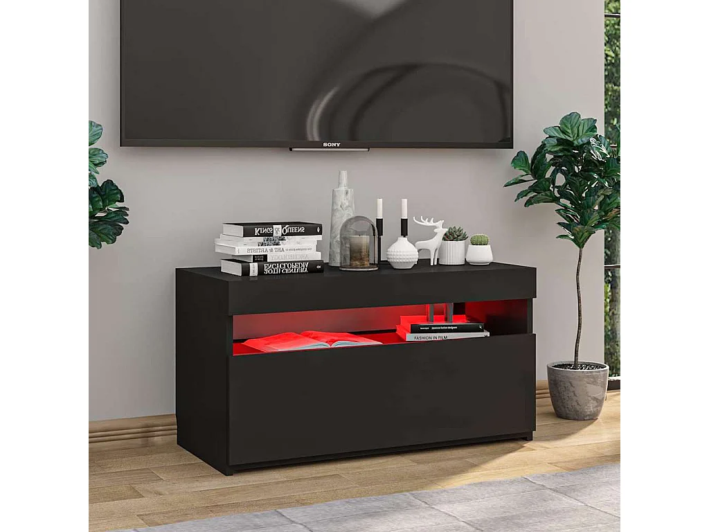 TV-Schrank mit LED-Leuchten Schwarz 75x35x40 cm