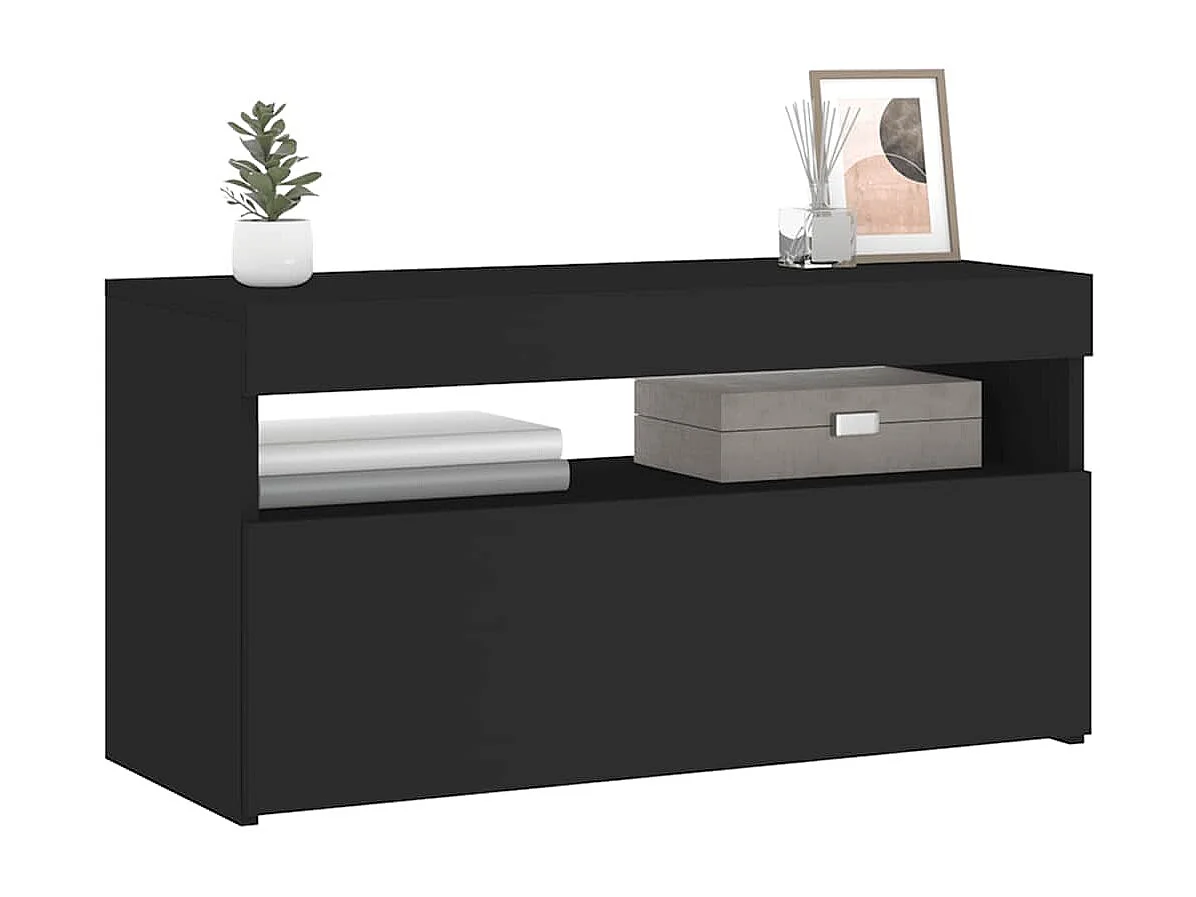 TV-Schrank mit LED-Leuchten Schwarz 75x35x40 cm