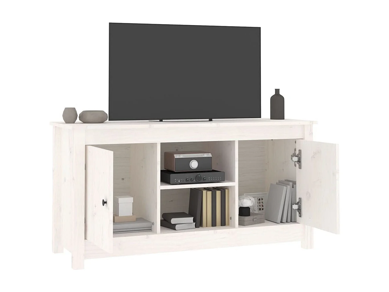 TV-Schrank Weiß 103x36,5x52 cm Massivholz Kiefer