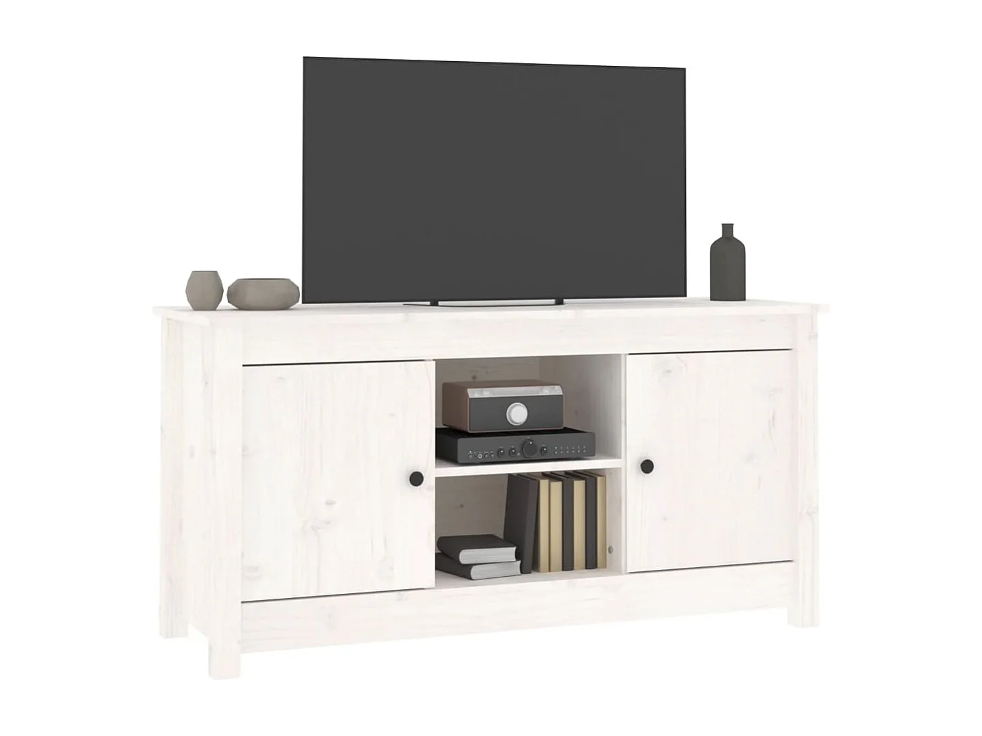 TV-Schrank Weiß 103x36,5x52 cm Massivholz Kiefer