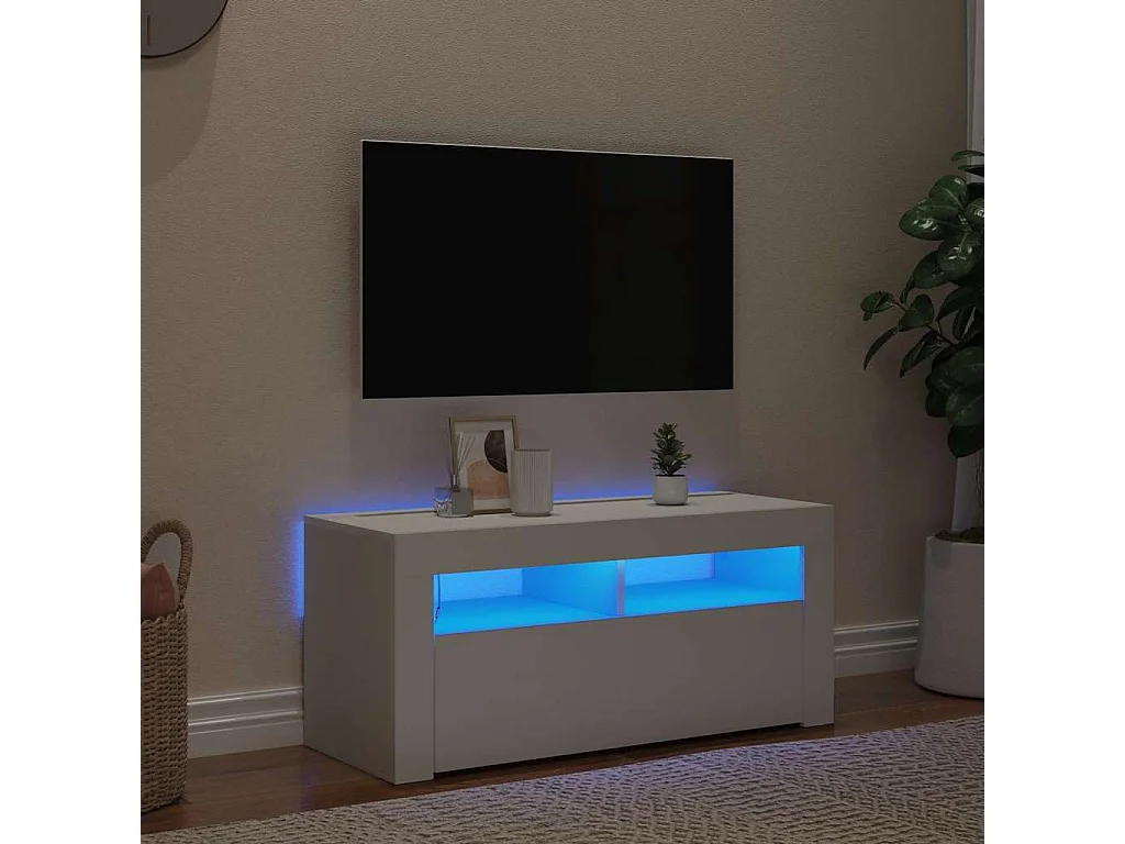 TV-Schrank mit LED-Leuchten Weiß 90x35x40 cm