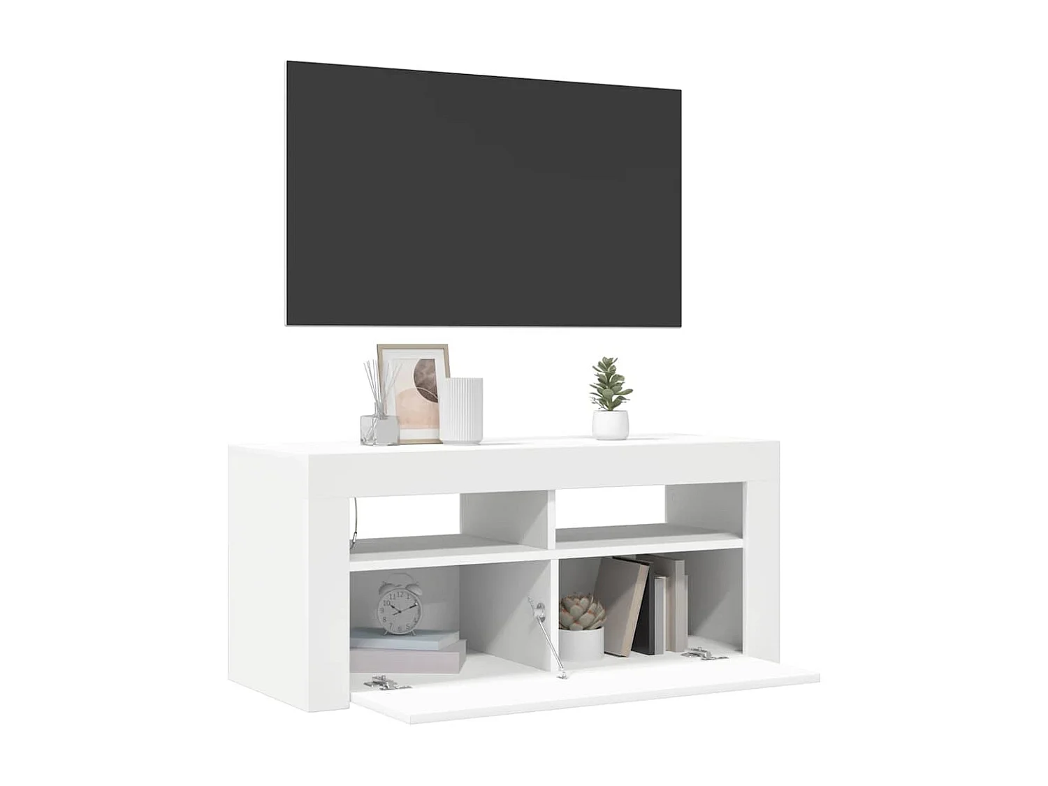 TV-Schrank mit LED-Leuchten Weiß 90x35x40 cm
