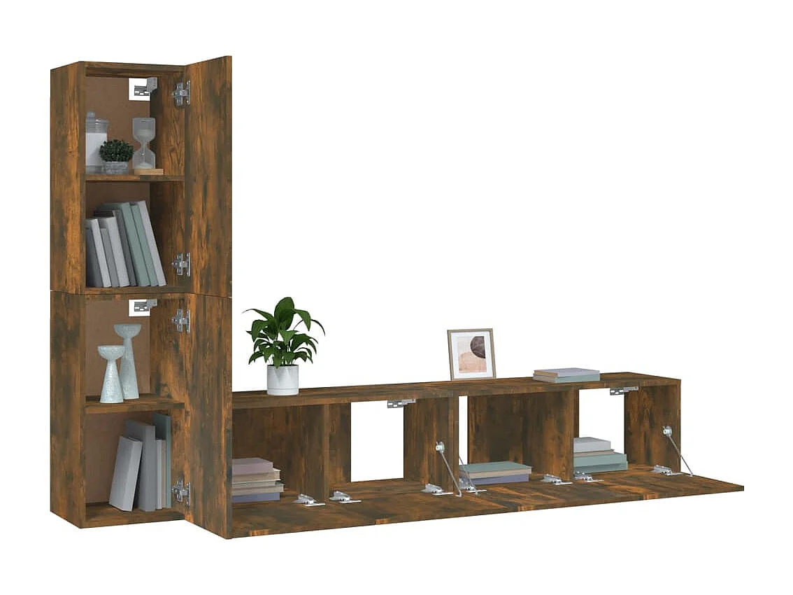 Ensemble de meubles TV 4 pcs Chêne fumé Bois d'ingénierie