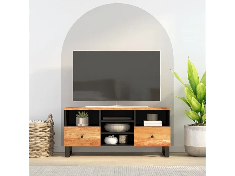 Meuble TV 100x33x46 cm bois d'acacia solide et d'ingénierie