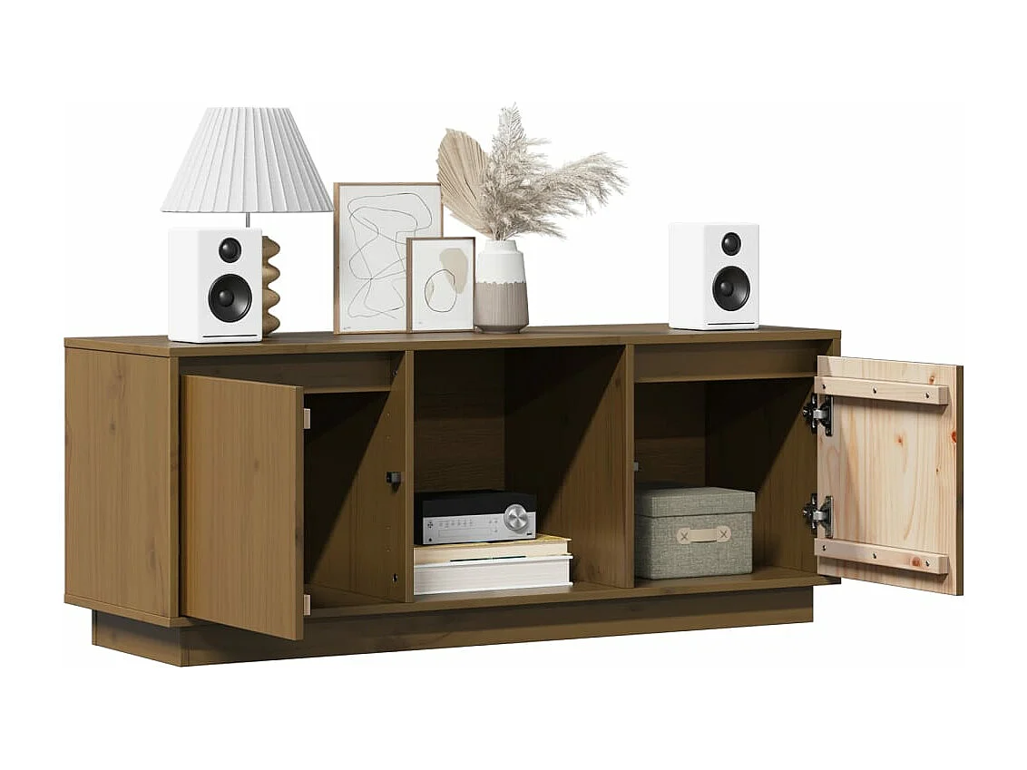 Móvel de TV 110,5x35x44 cm madeira de pinho maciça castanho mel