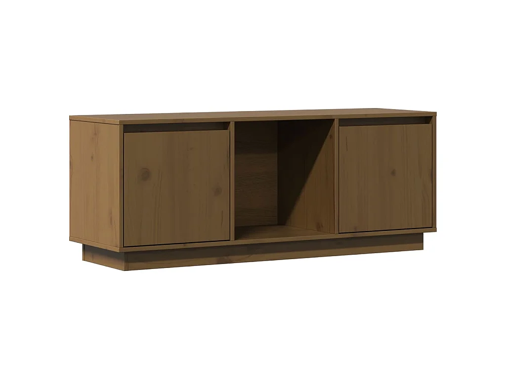 Meuble TV Marron miel 110,5x35x44 cm Bois de pin massif