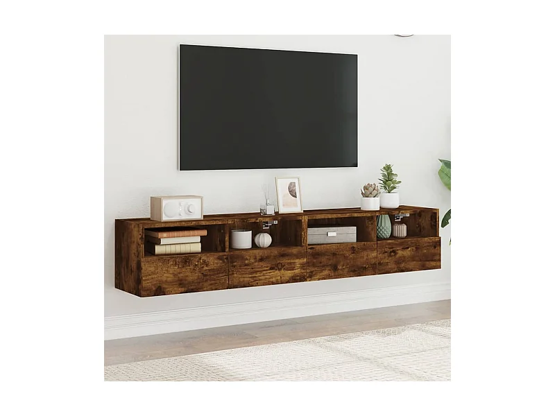 Meubles TV muraux 2 pcs chêne fumé 80x30x30cm bois d'ingénierie