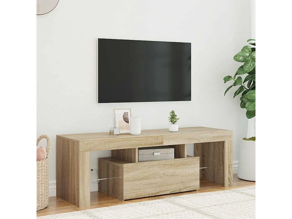 Meuble TV avec lumières LED chêne sonoma 120x35x40 cm