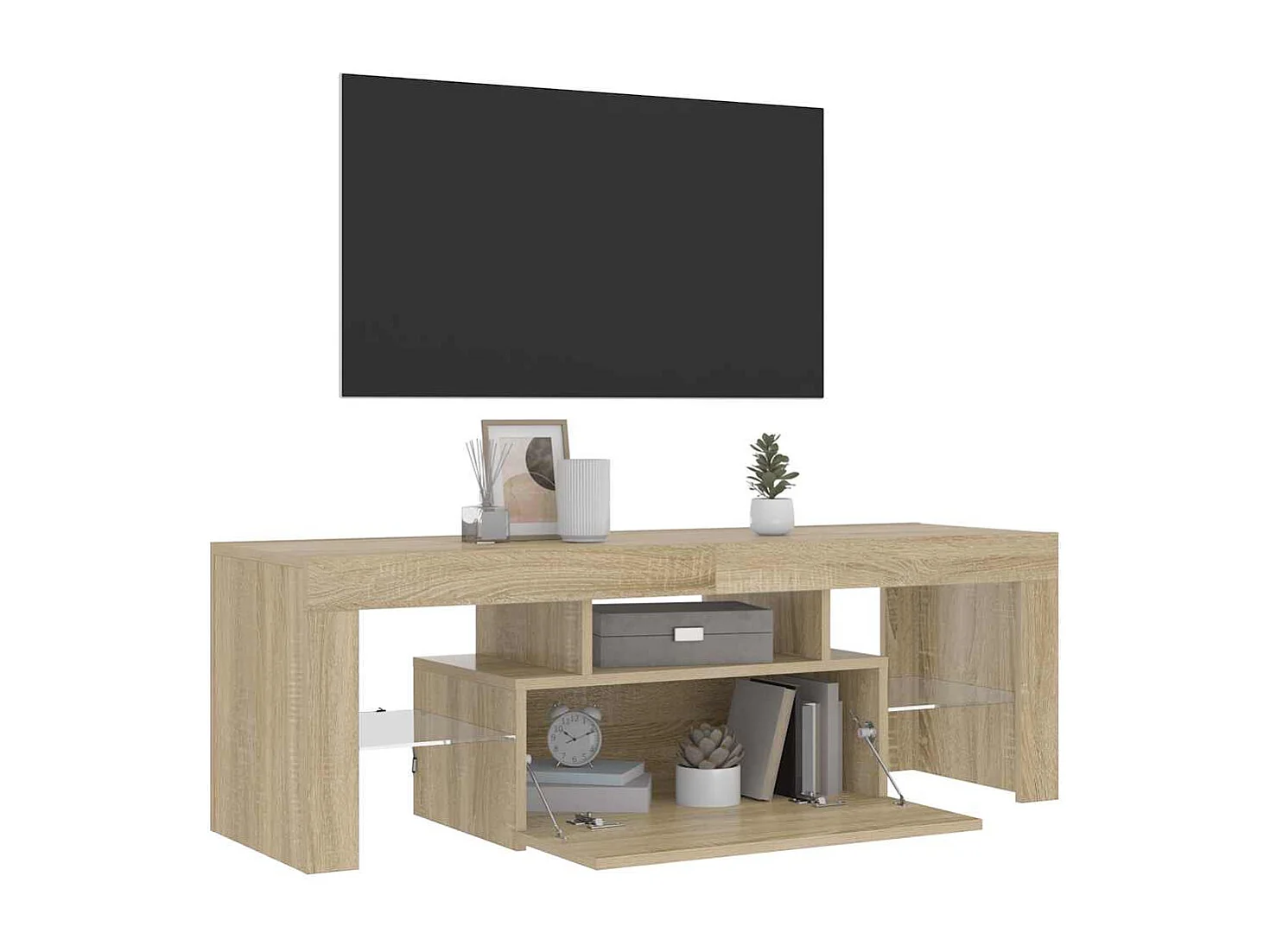 Meuble TV avec lumières LED chêne sonoma 120x35x40 cm