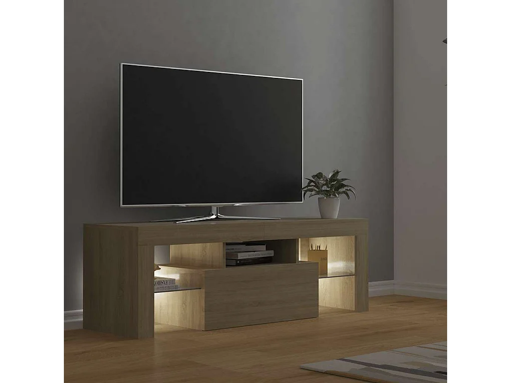 Meuble TV avec lumières LED chêne sonoma 120x35x40 cm