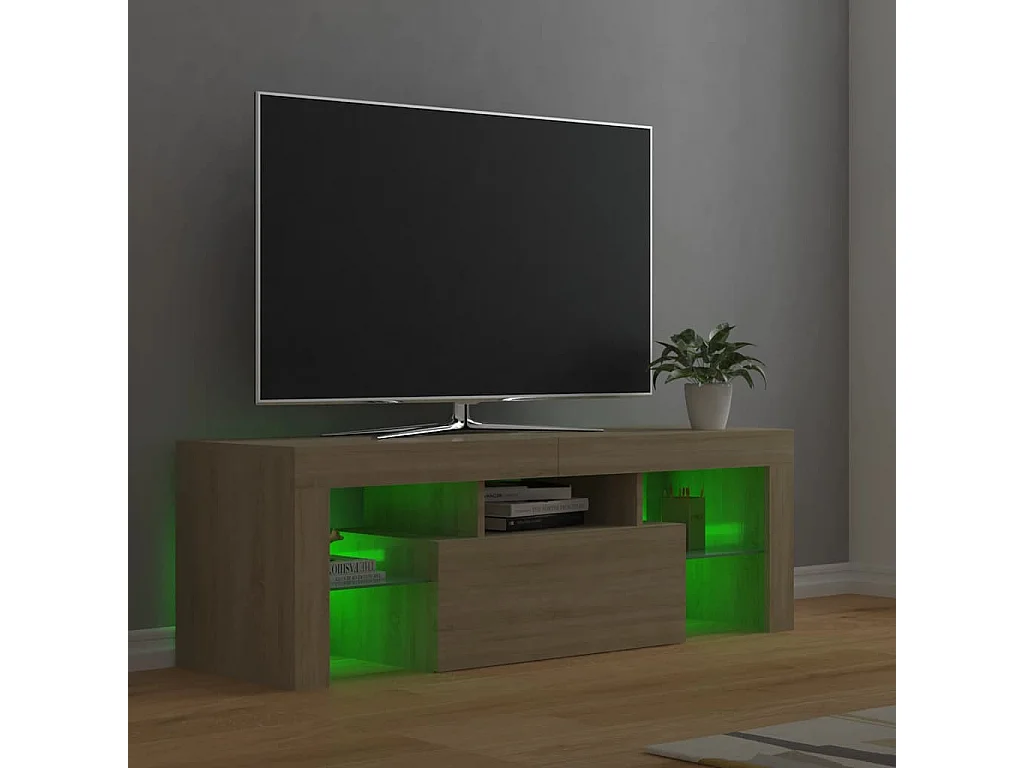 Meuble TV avec lumières LED chêne sonoma 120x35x40 cm