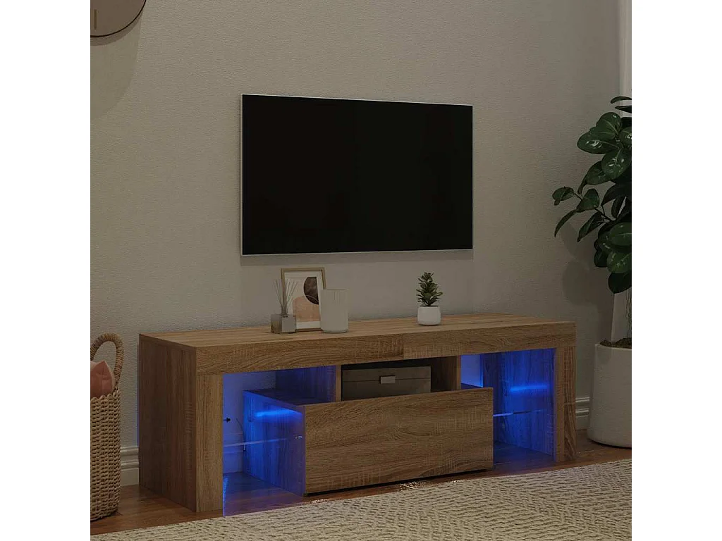 Tv-meubel met LED-verlichting 120x35x40cm sonoma eikenkleurig