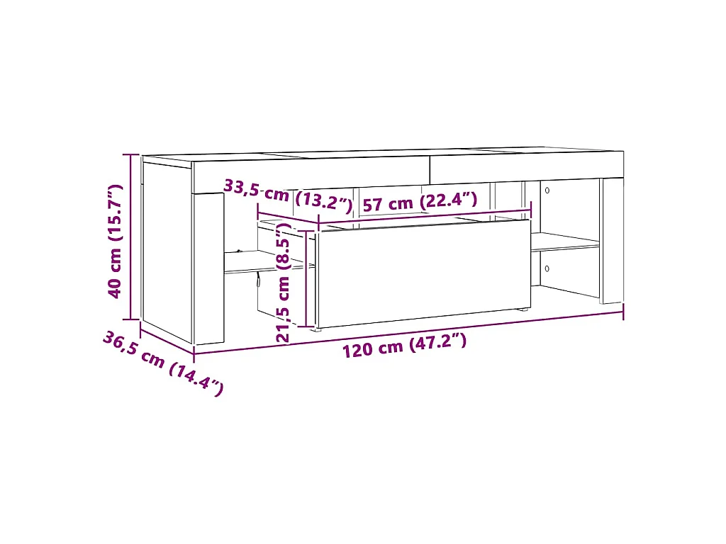Tv-meubel met LED-verlichting 120x35x40cm sonoma eikenkleurig
