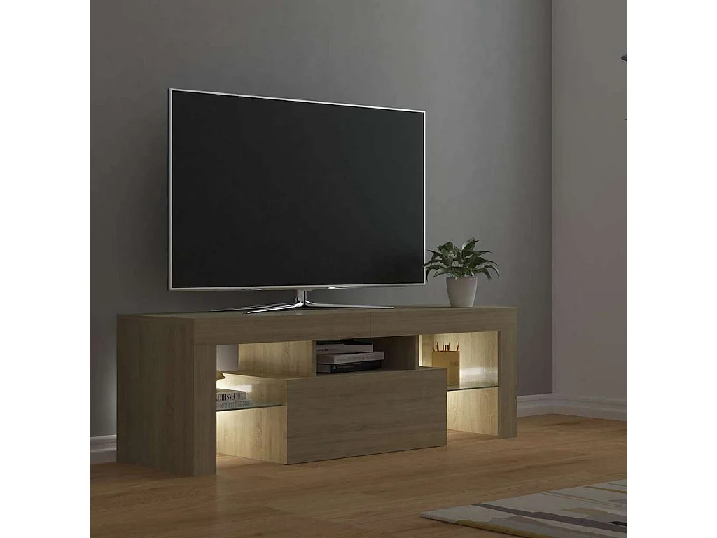 Tv-meubel met LED-verlichting 120x35x40cm sonoma eikenkleurig