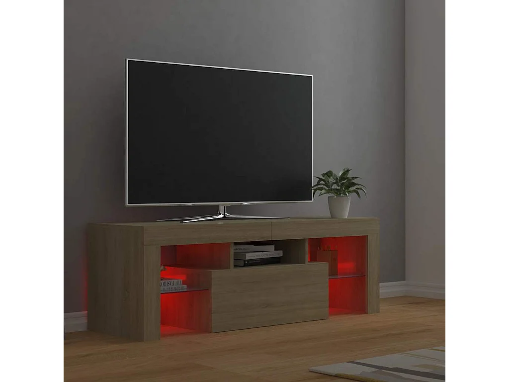 Tv-meubel met LED-verlichting 120x35x40cm sonoma eikenkleurig