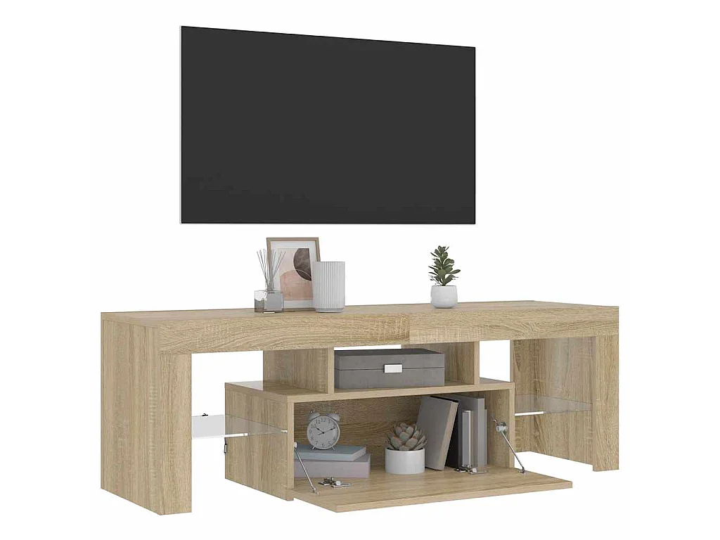 Tv-meubel met LED-verlichting 120x35x40cm sonoma eikenkleurig