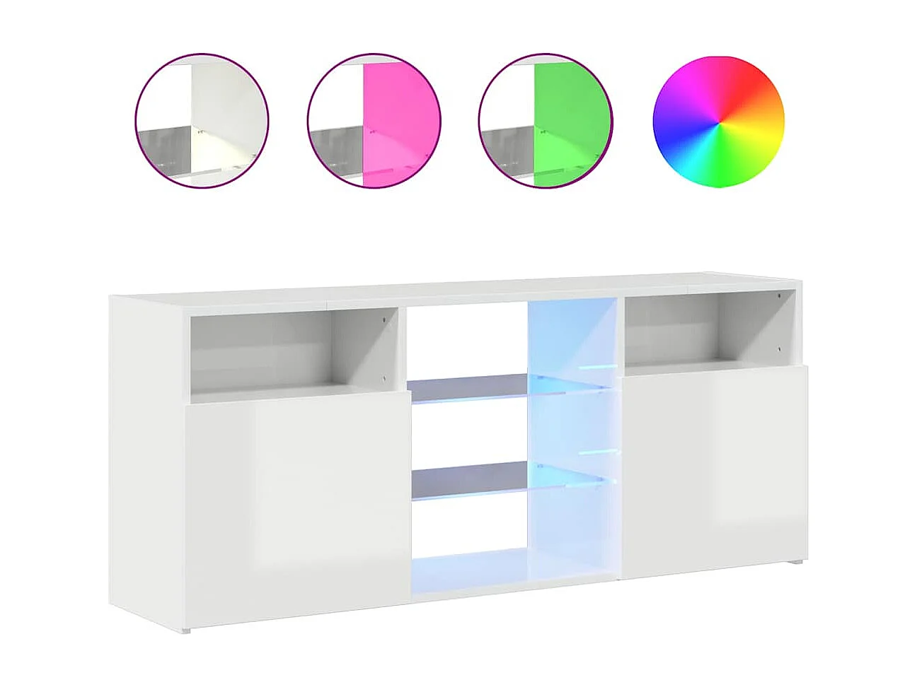 Meuble TV avec lumières LED blanc brillant 120x30x50 cm