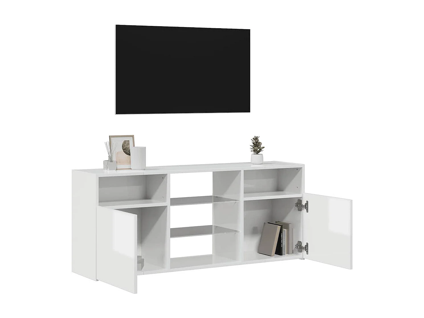 Meuble TV avec lumières LED blanc brillant 120x30x50 cm