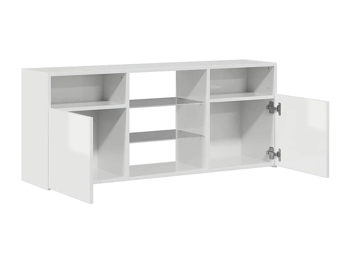 Meuble TV avec lumières LED blanc brillant 120x30x50 cm