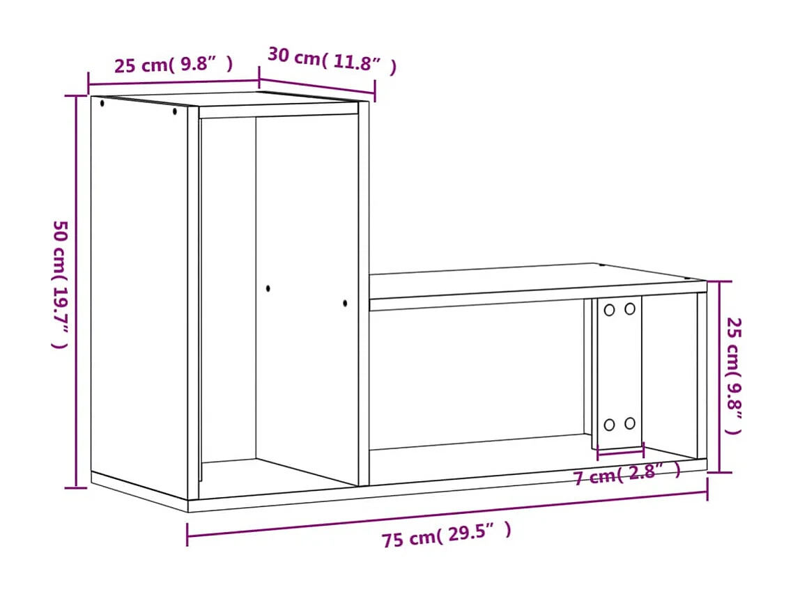 Meubles TV 2 pcs blanc 75x30x50 cm bois d'ingénierie