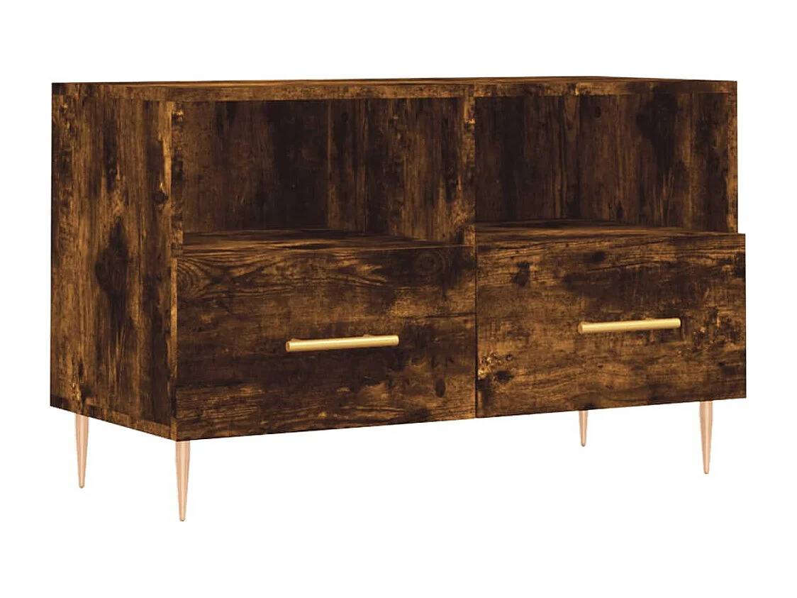 Mobile Porta TV Rovere Fumo 80x36x50 cm in Legno Multistrato