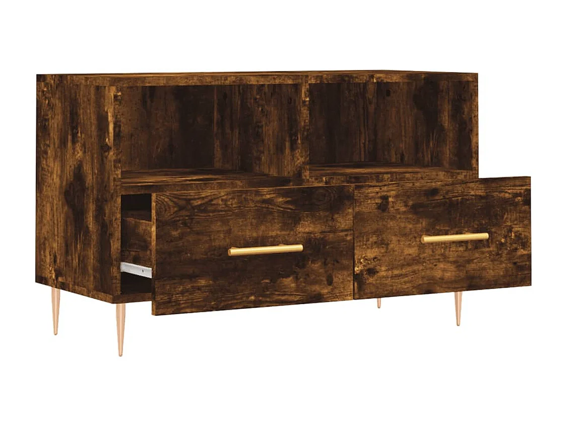 Mobile Porta TV Rovere Fumo 80x36x50 cm in Legno Multistrato