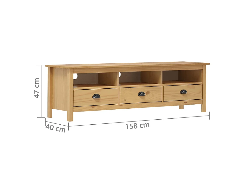 Meuble TV Hill Range Marron miel 158x40x47cm Bois de pin solide