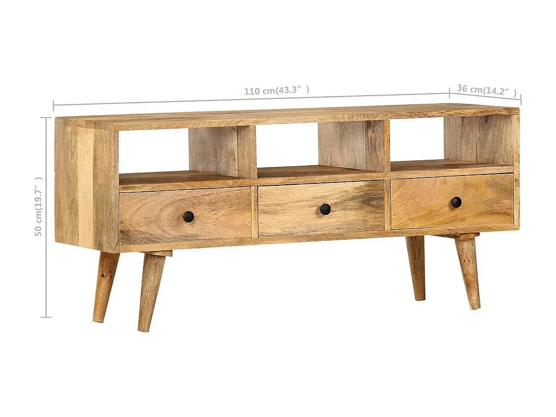 Móvel de TV 110x36x50 cm madeira de mangueira maciça