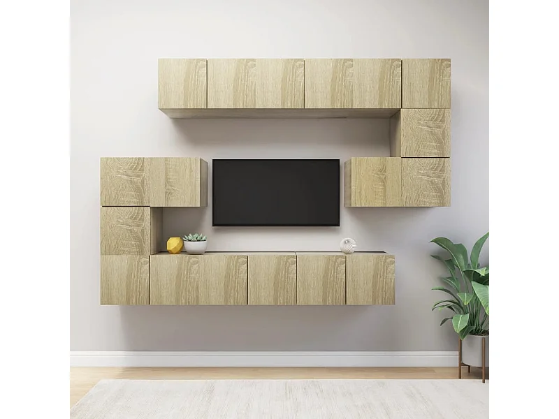 Ensemble de meubles TV 10 pcs Chêne sonoma Bois d'ingénierie