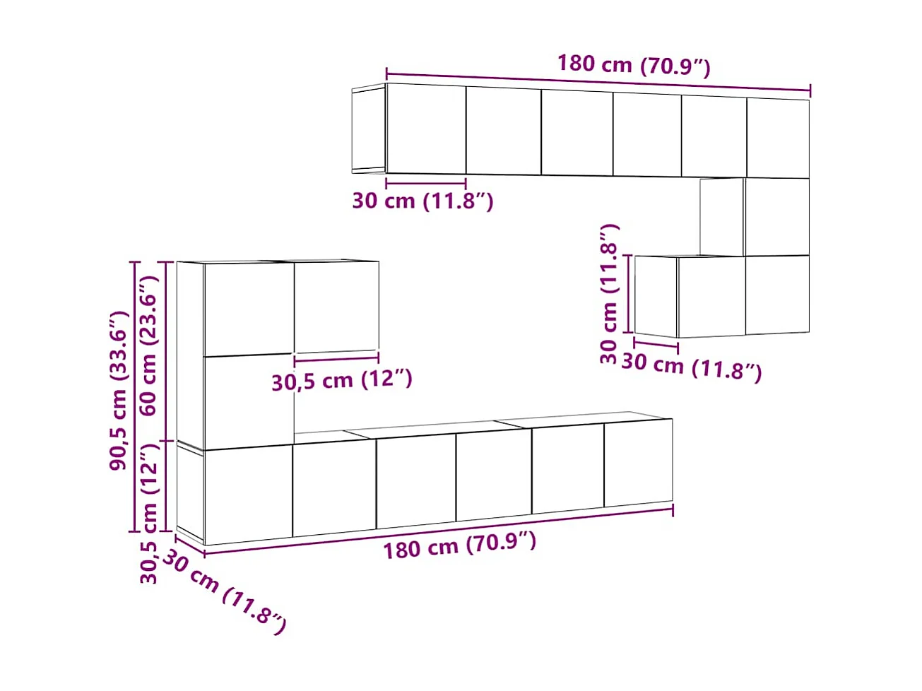 Ensemble de meubles TV 10 pcs Chêne sonoma Bois d'ingénierie
