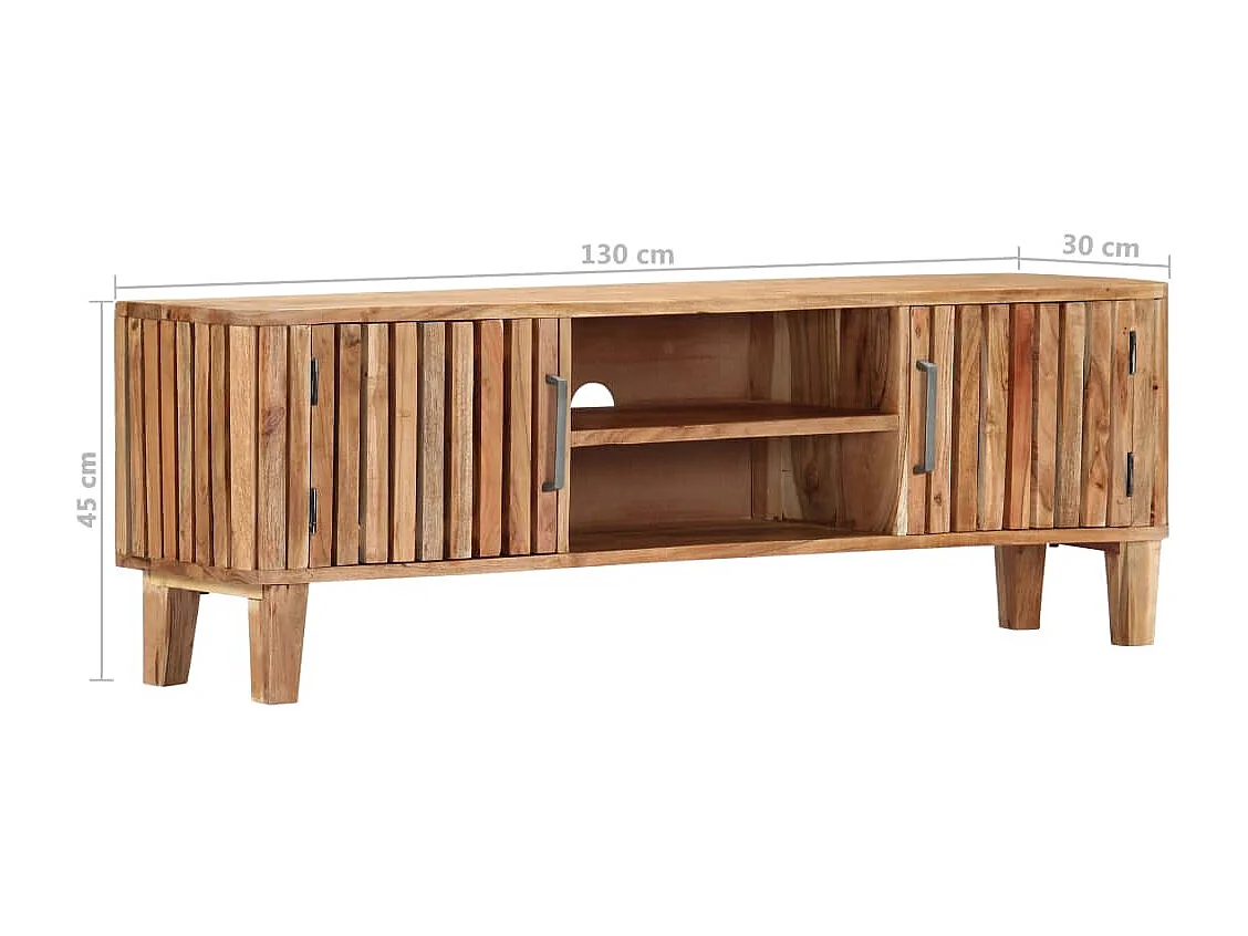 Mobile Porta TV 130x30x45 cm in Legno Massello di Acacia