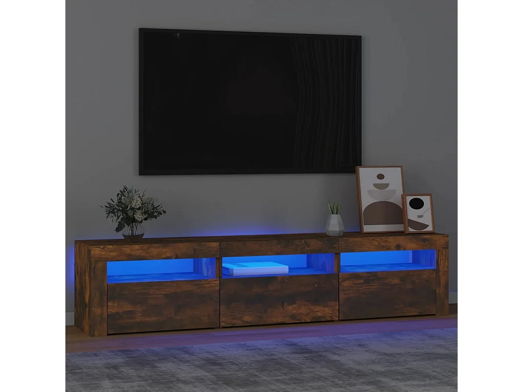 TV-Schrank mit LED-Leuchten Räuchereiche 180x35x40 cm