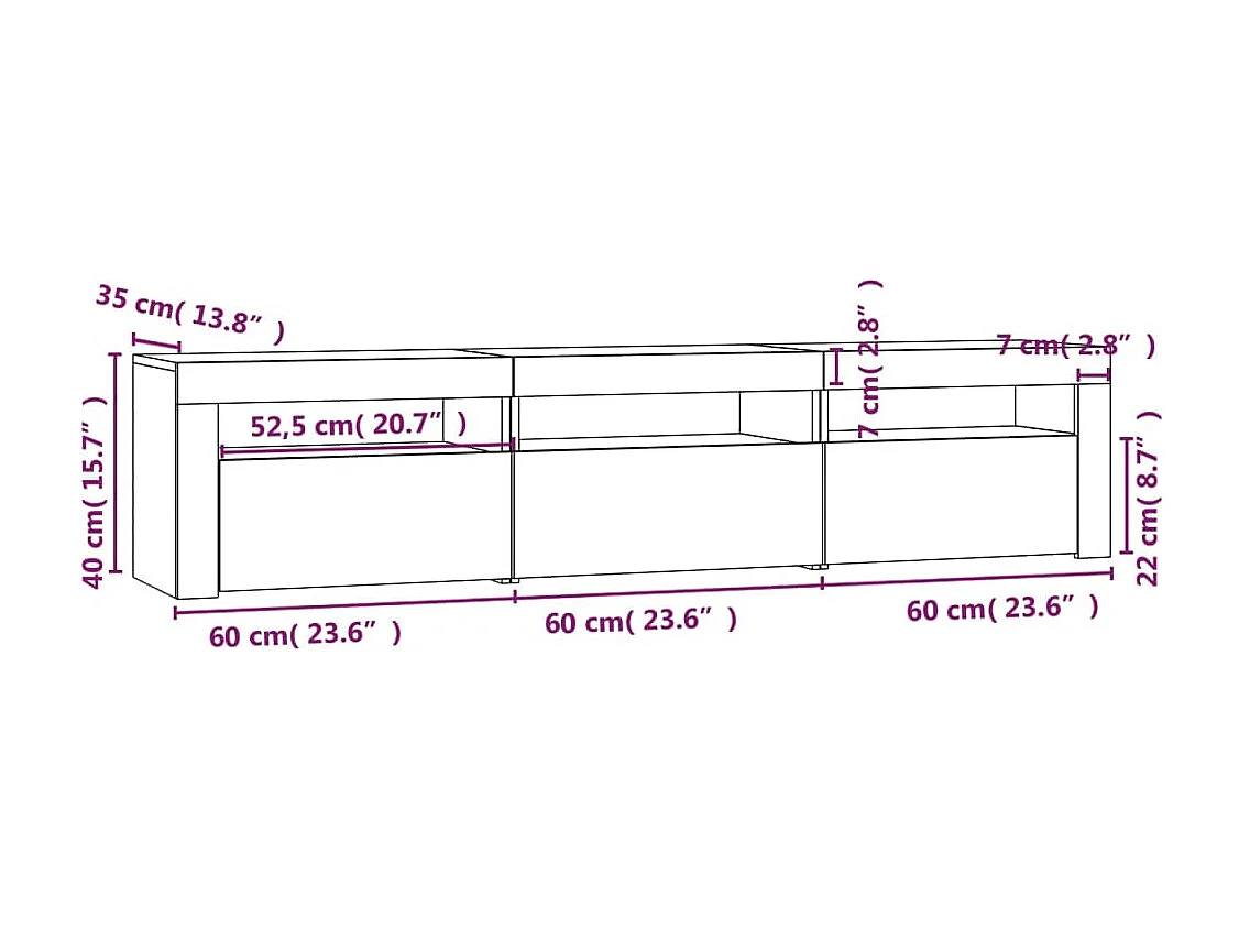 TV-Schrank mit LED-Leuchten Räuchereiche 180x35x40 cm