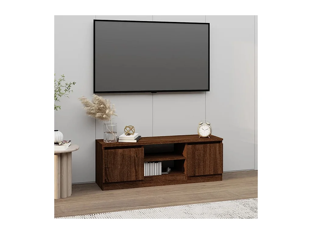 Meuble TV avec porte Chêne marron 102x30x36 cm