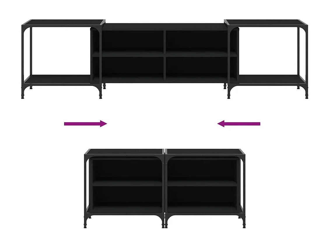 Mobile Porta TV Nero 203x37x50 cm in Legno Multistrato