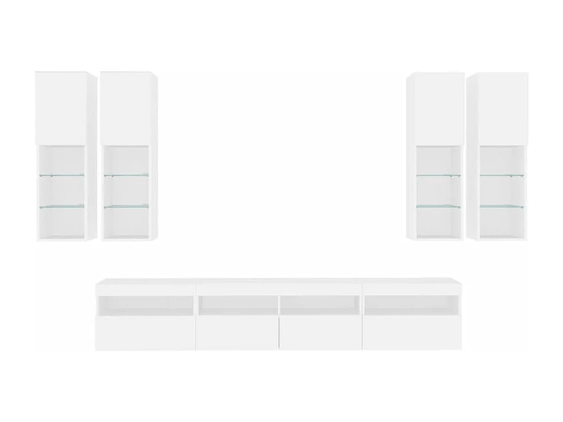 Muebles de TV de pared con luces LED 7 piezas blanco
